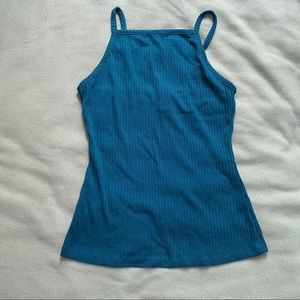 Teal square neck tank top